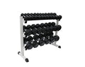 Ader Sporting Goods Black Rubber Dumbbell Set with Rack 554 LBs