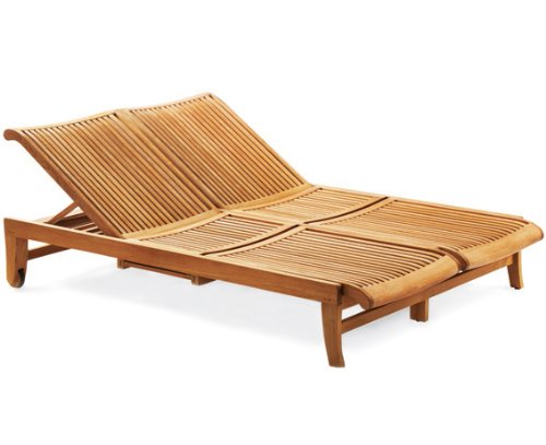 TeakStation Giva Grade A Teak Multi Position Sun Lounger with Slide Out Tray Multi Color