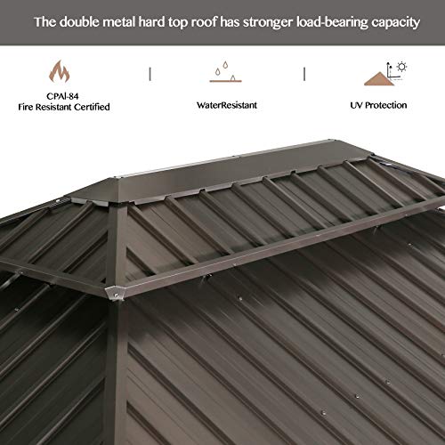 Patio Tree 10' x 12' Hardtop Aluminum Gazebo with Mosquito Net and Privacy Sidewalls