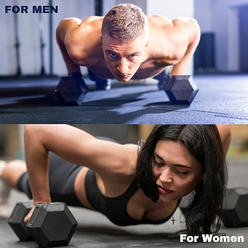 TRUE IRON Rubber Hex Dumbbells Sets - Premium Quality Dumbbell Weights - Solid-Steel Handle - Strength Training Equipment - Multiple Choices Available