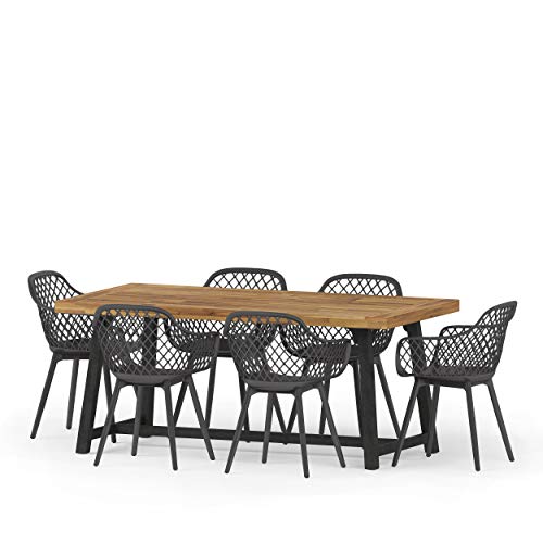 Christopher Knight Home Patrice Outdoor Dining Set Black + Sandblast Black