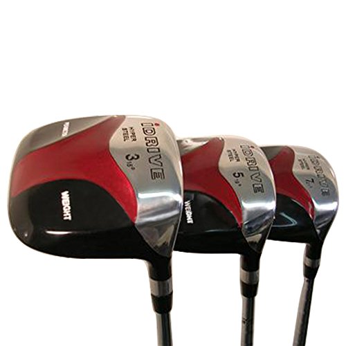 iDrive Red Square Anti-Slice Draw Fairway Wood Set Golf Clubs Black
