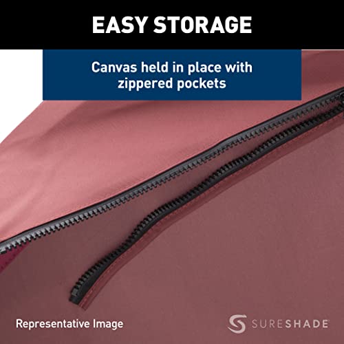 SureShade Power Pontoon Bimini Top Clear Anodized Frame Burgundy