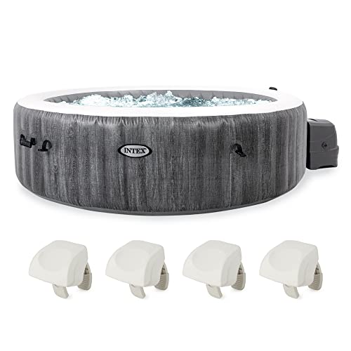 Intex PureSpa Plus Greywood Inflatable Hot Tub with Headrest Pillow 4 Pack