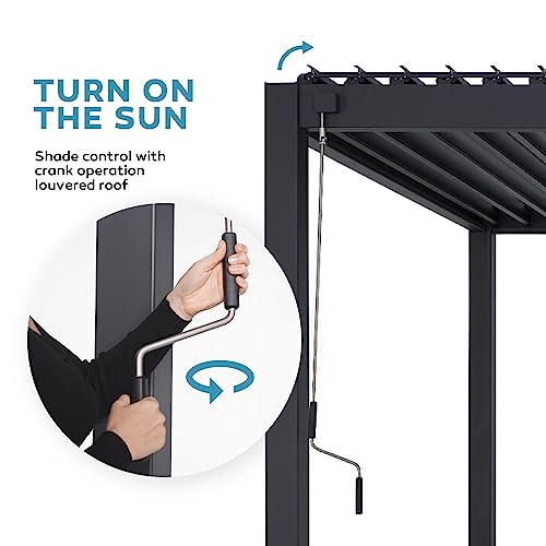 MIRADOR 111DA Louvered Pergola 10Ft x 20Ft Adjustable Roof Charcoal