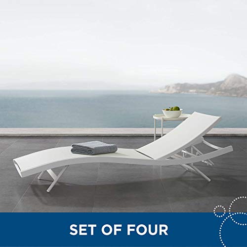 America Luxury - Outdoor Lounge Chair Chaise Set of 4 Aluminum Metal White