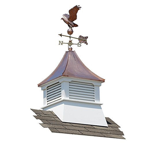 Accentua Olympia Cupola with Eagle Weathervane 24 in. Square 63 in. High White With Copper Roof
