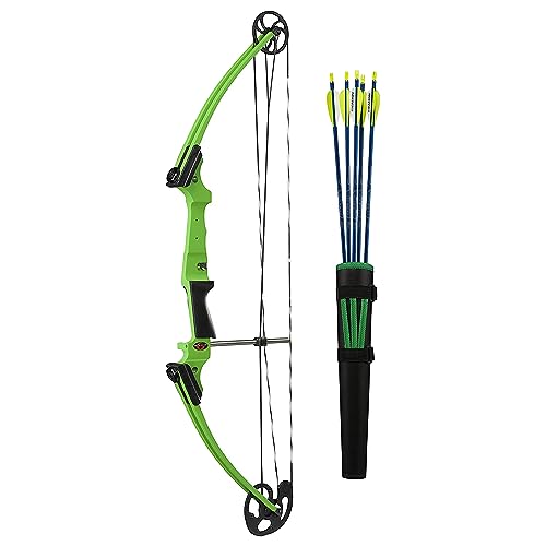 GENESIS Archery Compound Bow Kit Adjustable Draw Length & Weight for Left-Handed Green