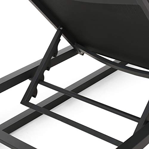 Christopher Knight Home Vivian Outdoor Aluminum Chaise Lounge Set of 2 Black