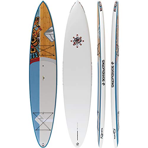Boardworks Raven Touring All Water Stand Up Paddleboard EXP Veneer Epoxy Hardboard 12' 6" Bamboo/Grey/Teal