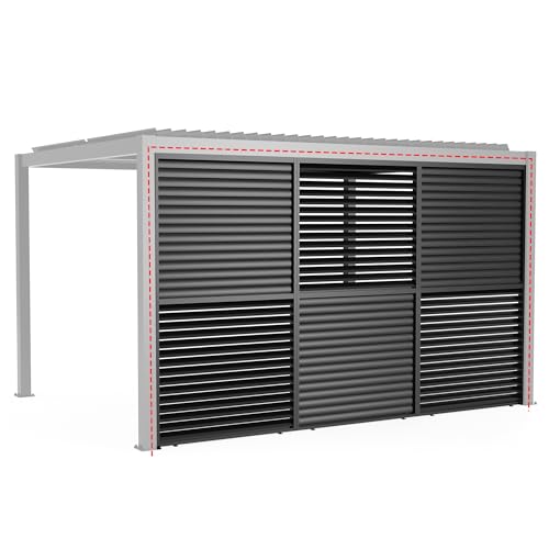 Kaimei Aluminum Shutter Wall Louver Grille for Pergola 1/3 Coverage 13ft Black
