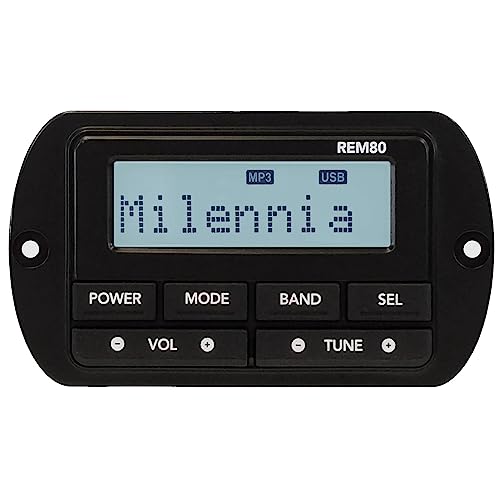 Enrock Marine 4" Color LCD Display Marine Bluetooth Stereo Receiver with Wired Remote & 20-Foot Extension Cable, 4x 6.5" 225W Black Speakers
