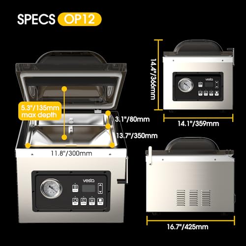 V Vesta Precision 12 Inch Chamber Vacuum Sealer OP12 Heavy Duty