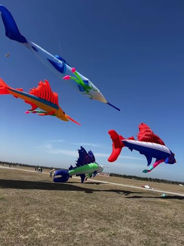 TiffyDance 56 Ft 3D Inflatable Swordfish Kite Pendant Red Blue