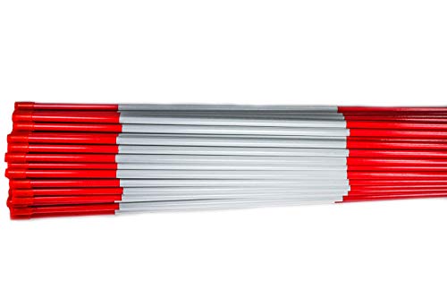 DISCOUNT SNOWSTAKES .COM 5ft Red Pro Snow Stakes with Hy Viz Reflective Tape Orange/Red