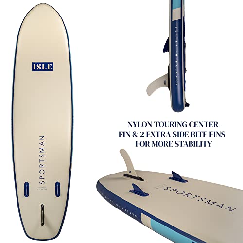 ISLE Surf and SUP Sportsman Inflatable Fishing Stand Up Paddle Board Aqua/Navy