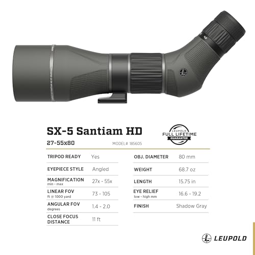 Leupold SX-5 Santiam HD 27-55x80mm Spotting Scope Angled Eyepiece