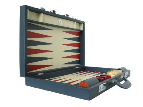Zaza & Sacci 23-Inch Leather Backgammon Set Large Blue