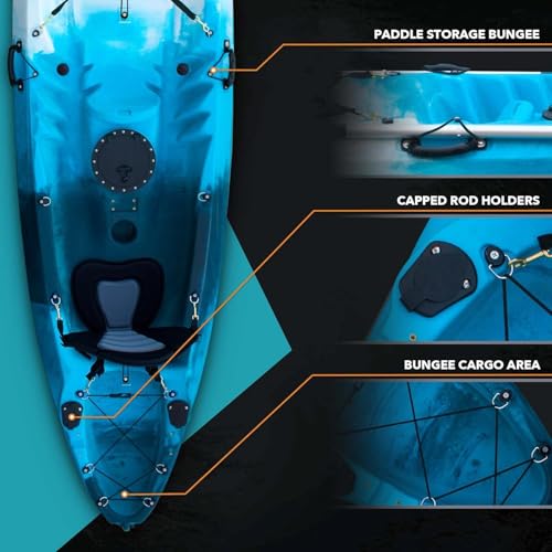 Driftsun Teton 120 Hard Shell Kayak for 2-3 People with Paddles Gray & White