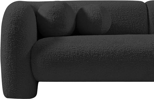 Meridian Furniture Emory Collection Art Deco Boucle Upholstered Loveseat Black