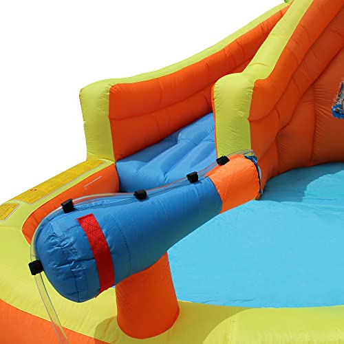 BANZAI Twin Falls Lagoon Inflatable Water Slide Splash Toy Orange