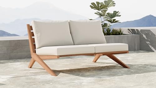Meridian Furniture Tahiti Collection Modern Outdoor Loveseat White