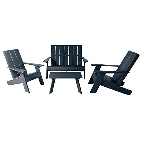 Highwood Italica Modern Adirondack 4pc Patio Set Federal Blue