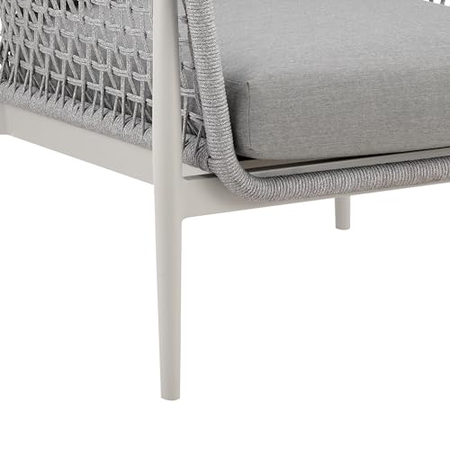 Armen Living Rhodes Outdoor Patio 4 Piece Conversation Set Aluminum Sintered Stone Light Gray