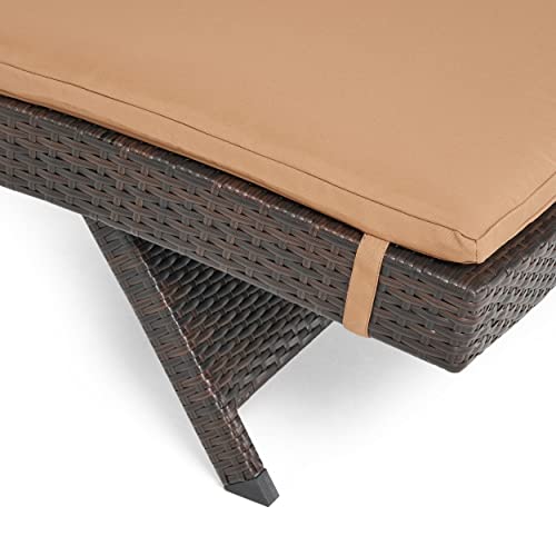 Christopher Knight Home Salem Outdoor Wicker Adjustable Chaise Lounges with Cushions 2-Pc Set Multibrown / Carmel