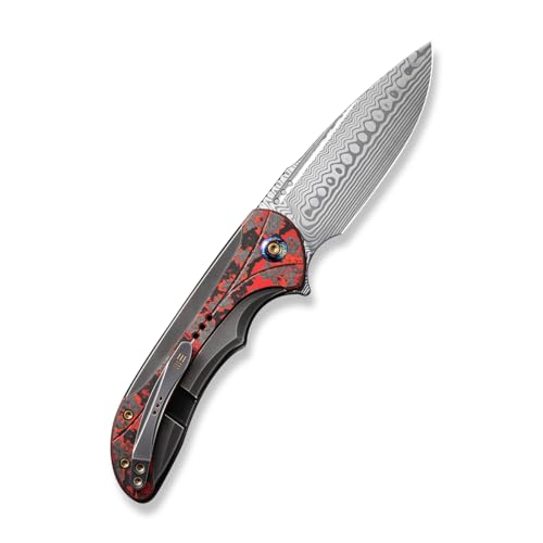 WE Knife Polished Gray Titanium Handle with Lava Flow Fat Carbon Fiber Inlay Black