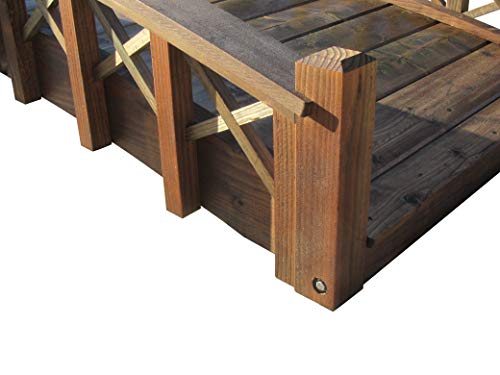 SamsGazebos Secret Garden Bridge with Half-Halved Lattice Rails 7 ft Brown