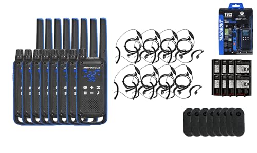 Motorola Solutions Talkabout T802 Portable FRS Two Way Radio Walkie Talkies 8 Pack Blue/Black