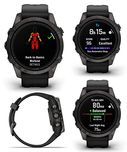 Wearable4U Garmin epix Pro (Gen 2) Sapphire Edition Smartwatch with Black White Earbuds Bundle Carbon Gray Titanium/Black