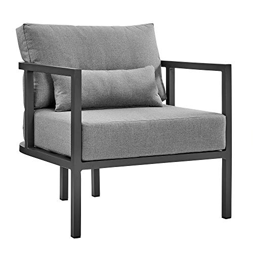 Armen Living Venice 4-Piece Modern Outdoor Patio Conversation Set Dark Gray