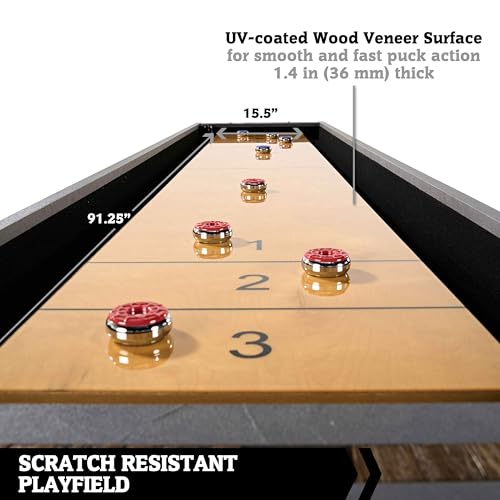 Hall of Games 9ft Kinwood Shuffleboard Table Scratch Resistant Playfield Grey/Tan