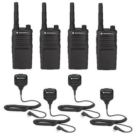 Motorola Solutions 4 Pack RMU2040 Radios with Speaker Mics Black