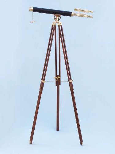 Hampton Nautical Floor Standing Brass/Leather Griffith Astro Telescope 64" Brass