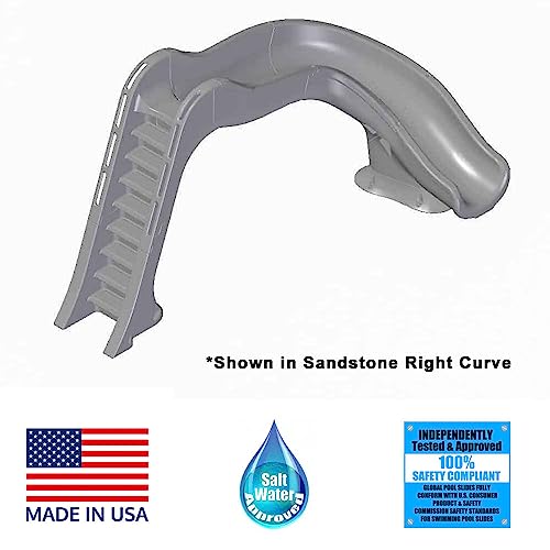 Global Pool Products Inground Swimming Pool Water Slide Deck Mounted Right Curve Turn Sand