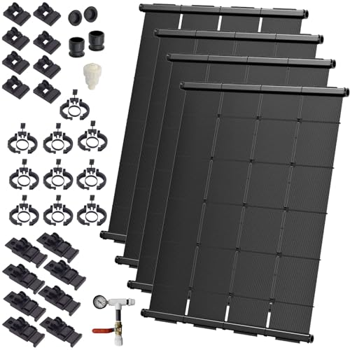 SolarPoolSupply DIY Solar Pool Heater Kit with High-Wind Mounting & Freeze Resistance - Includes (4) 4'x10.5' Panels