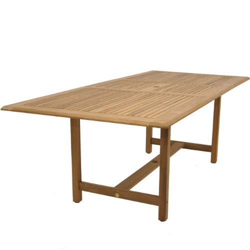 Amazonia Angus Deluxe 7-Piece Rectangular Patio Dining Set Teak Wood White Chairs