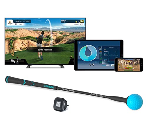 PHIGOLF Home Golf Simulator with Weighted Swing Stick, Indoor & Outdoor Use, Motion Sensor & 3D Swing Analysis, Android/iOS Support, WGT & E6 Connect - Phigolf1