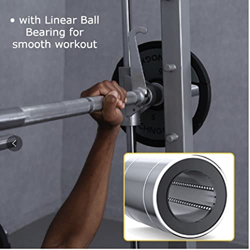 G FASHION STYLE Smith Machine with Linear Bearings and 7° Angle Barbell Silver Gray
