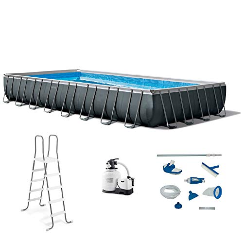 Intex Ultra XTR Heavy Duty Rectangular Above Ground Swimming Pool Gray