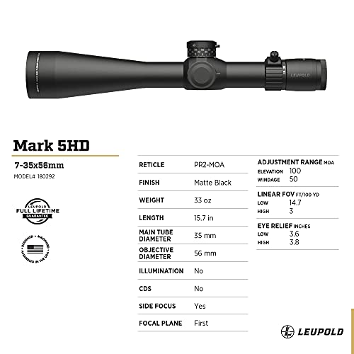 Leupold Mark 5HD 7-35x56mm M1C3 FFP Riflescope PR2-MOA