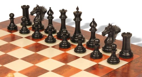 The Chess Store Copenhagen Staunton Chess Set Ebony & Boxwood with Elm Burl & Erable Board 4.5" King