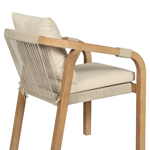 Armen Living Cypress Modern Outdoor Patio Dining Chair Set of 2 Ivory
