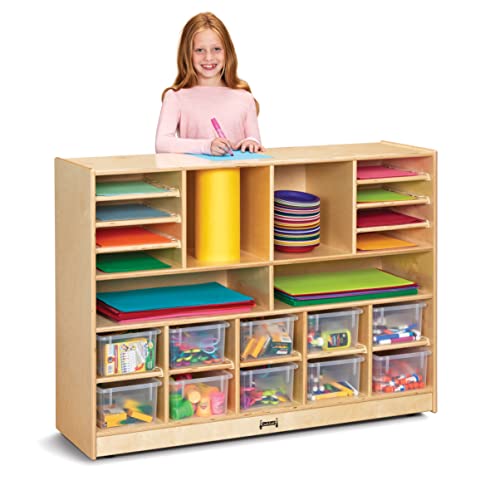 Jonti-Craft Deluxe Sectional Cubbie-Tray Mobile Unit with Clear Trays