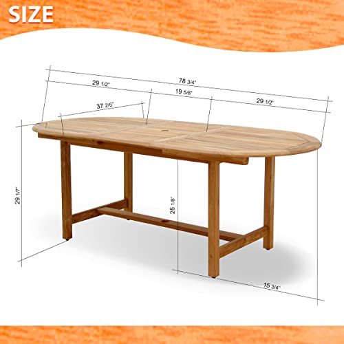 Amazonia Coventry 9-Piece Oval Patio Dining Set Certified Teak Light Brown
