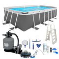 PoolZoom CaliFun Soft Sided Frame Pool Package with Pump and Filter Set, 10' x 18' Rectangle Gray