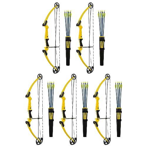 GENESIS Archery Compound Bow Kit Adjustable Draw Length 15"-30" & Weight 10-20 lbs Left-Handed Yellow